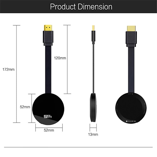 Trådlös HDTV Wifi HDMI-mottagare, 2.4-5Ghz, 1080P