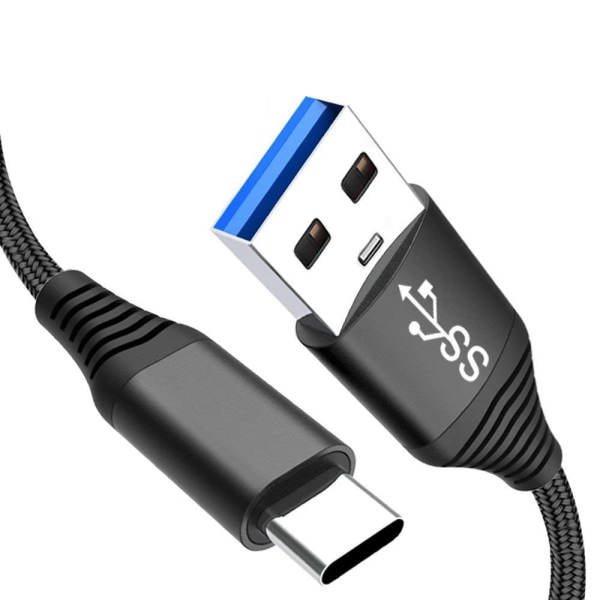 USB-C kabel 3.0, USB-A till USB-C snabbladdare, 1.8m, svart svart 2 m