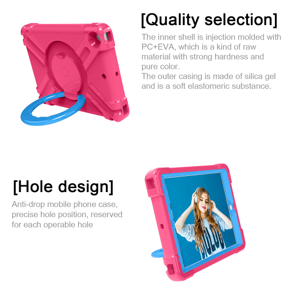 Barnfodral roterbart ställ, iPad 10.2/Pro 10.5/Air 3, rosa/blå Rosa/Blå