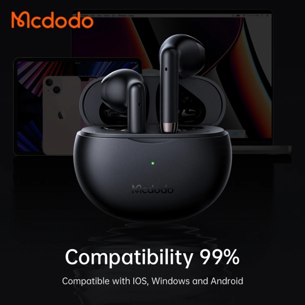 McDodo HP-8031 TWS In Ear hörlurar, Bluetooth 5.0, svart svart