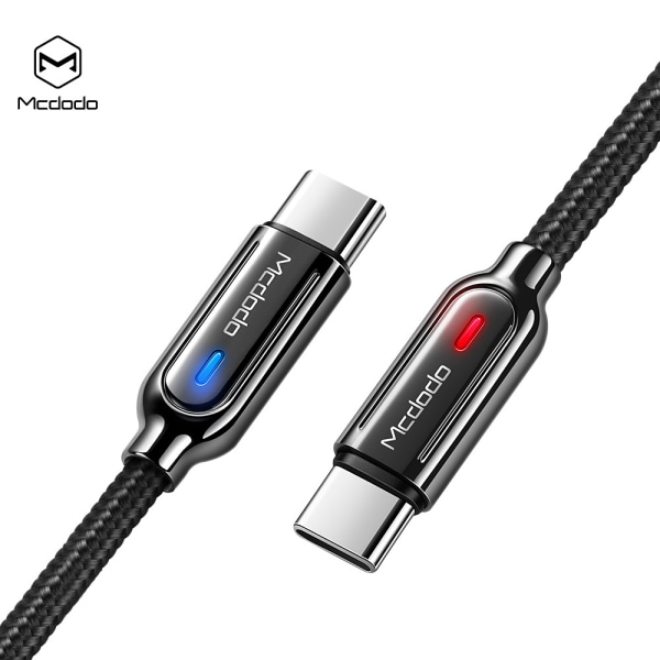 McDodo CA-6191 USB-C kabel med LED, Auto Disconnect, 1.5m, svart svart 1.5 m