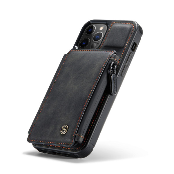 CaseMe C20 Series läderfodral till iPhone 12/12 Pro, svart svart