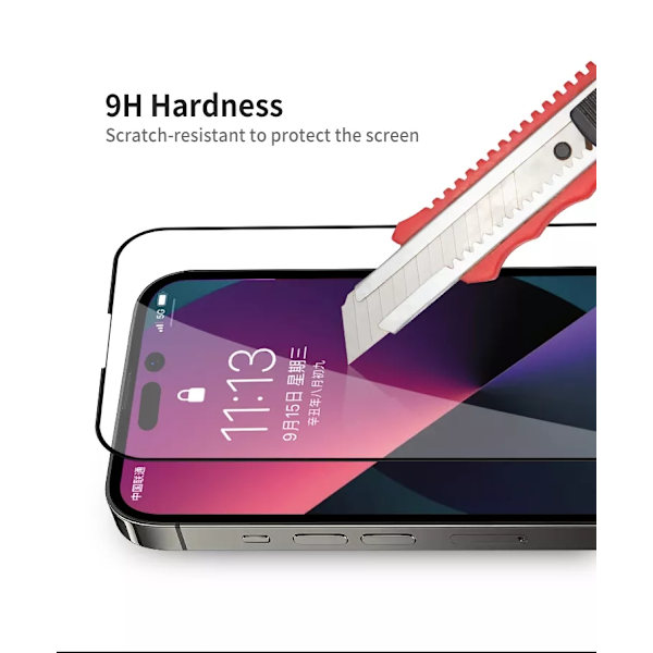 Heltäckande skärmskydd i härdat glas, iPhone 14+/13 Pro Max, ...