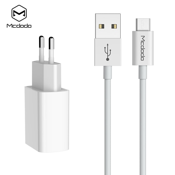 McDodo Laddare med Fast Charging + MicroUSB kabel, 2.1A, 1m