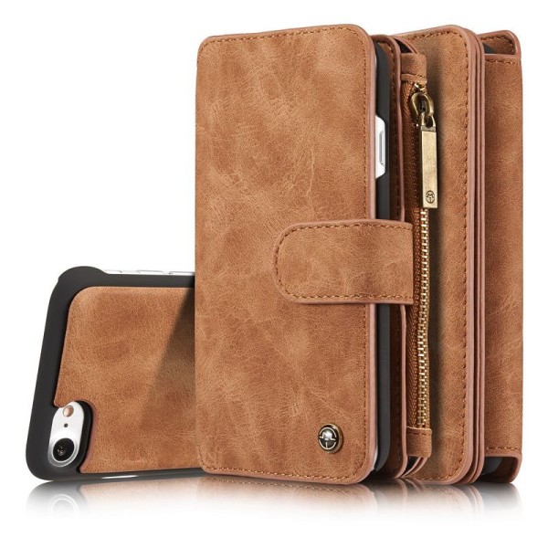 CaseMe plånboksfodral med magnetskal, iPhone 8/7, brun brun