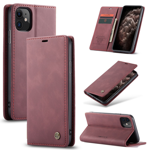 CaseMe plånboksfodral, iPhone 11, vinröd Vinröd