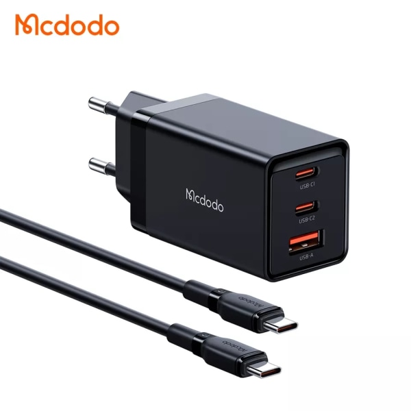 McDodo CH-1542 GaN 5 Pro väggladdade med USB-C kabel, 65W svart