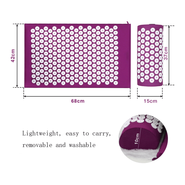 Akupunktur/spikmatta med kudde, 66x40x2cm, blå
