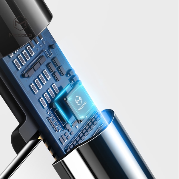 McDodo CA-6391 90° USB-C kabel med LED, 2m, svart svart 2 m