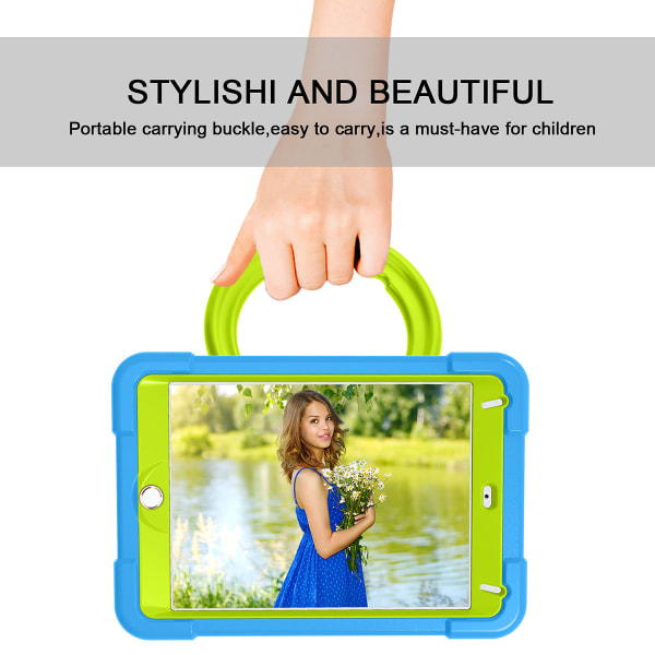 Barnfodral med roterbart ställ, iPad Mini 4, blå/grön blå