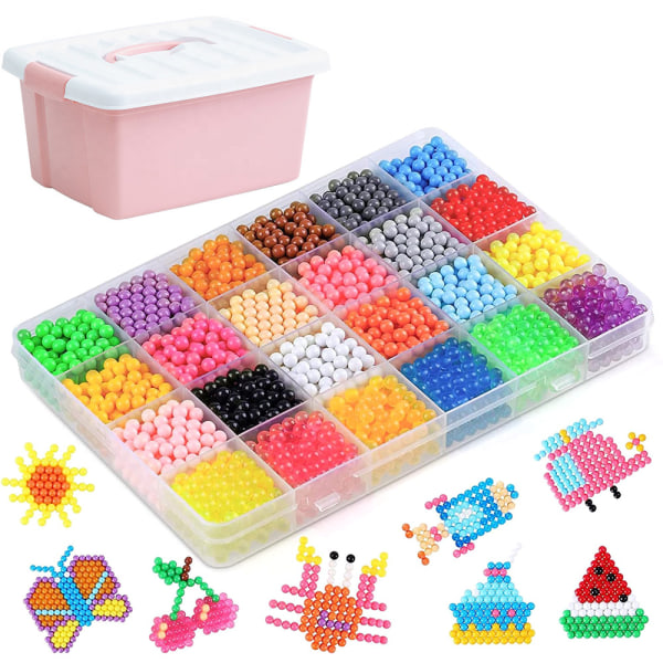Waterbeads-kit med vattenpärlor i 34 färger, 8000 delar, rosa