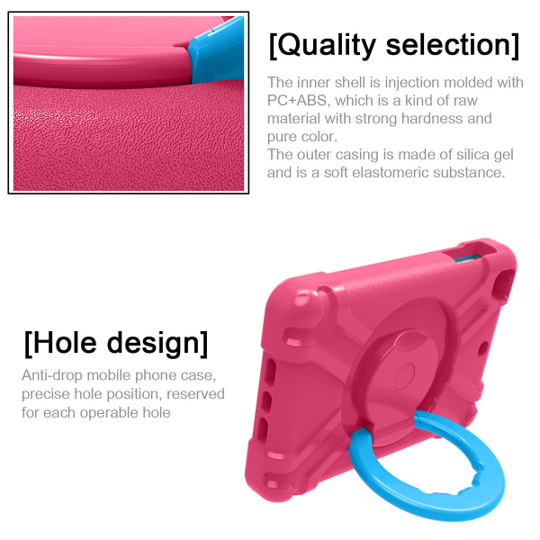 Barnfodral med roterbart ställ, iPad Mini 1/2/3, rosa/blå rosa