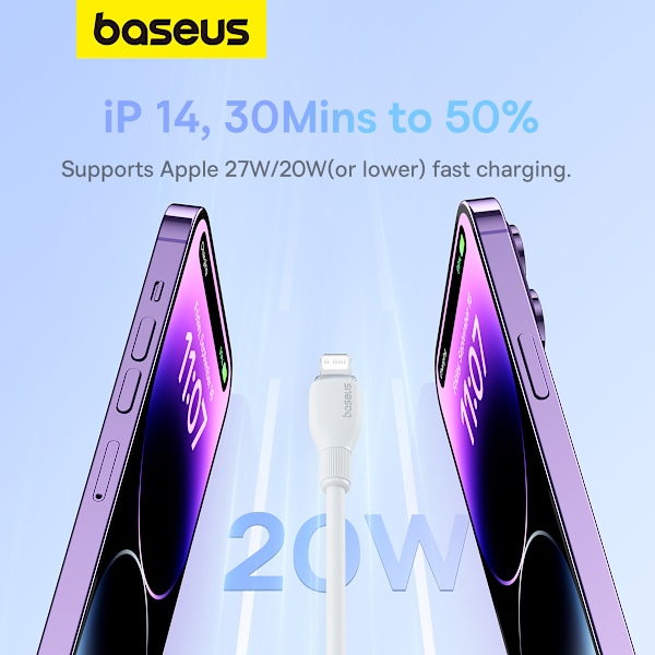Baseus Pudding USB-C till Lightning-kabel, 20W, vit