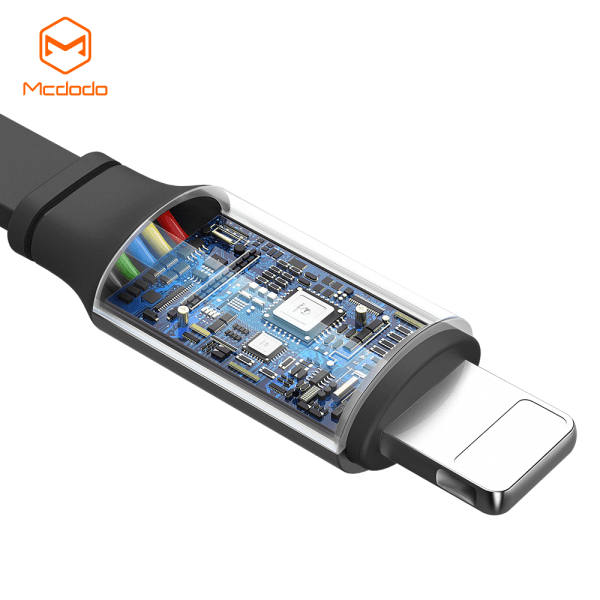McDodo Upprullad 3-i-1 kabel, USB-C/Lightning/MicroUSB, svart svart