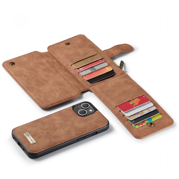 CaseMe läderfodral med magnetskal, iPhone 13, brun brun
