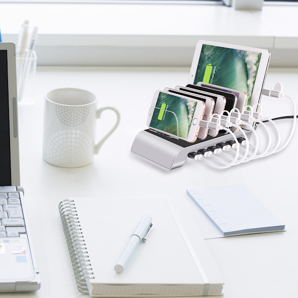 USB-Laddningsstation, 6-portar, 10.2A, svart svart