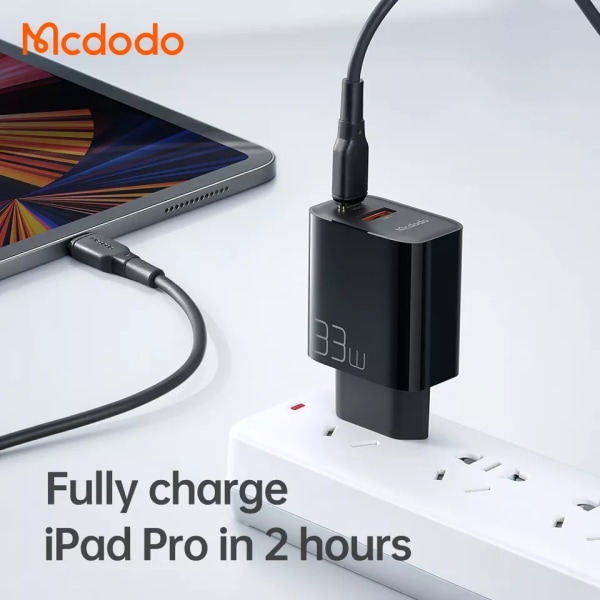 McDodo CH-0921 USB+USB-C Väggladdare, PD, QC3.0, 33W svart
