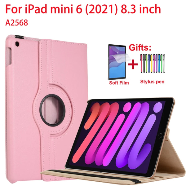 Läderfodral med ställ, iPad Mini 6 (2021), rosa rosa
