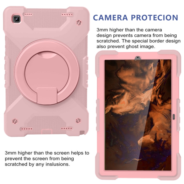 Barnfodral med roterbart ställ, Samsung A7 10.4 (2020), rosa rosa