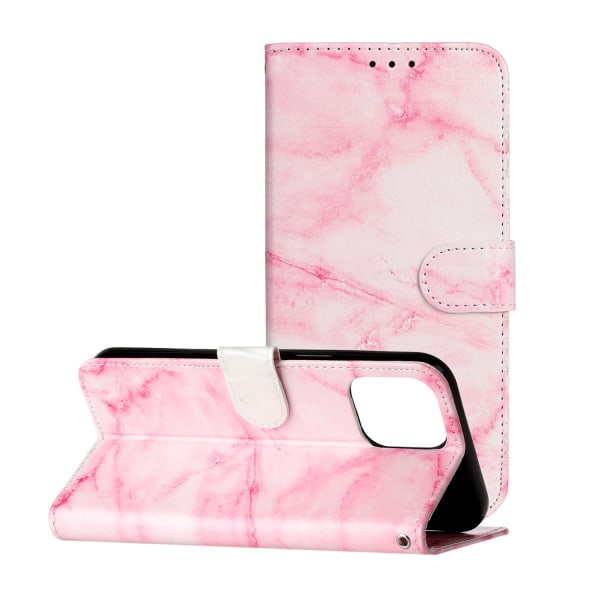 Marmorerat läderfodral, iPhone 13 Pro, rosa rosa