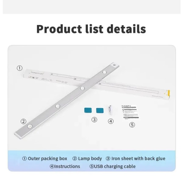 LED-belysning med infraröd sensor, 3 lägen, 1W, 80cm