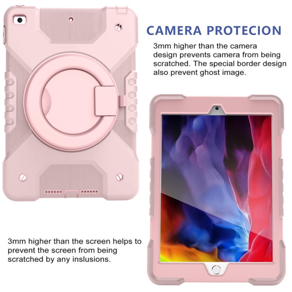 Barnfodral med roterbart ställ, iPad 10.2 (2019-2021), rosa rosa