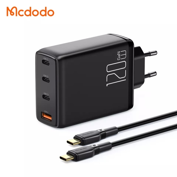 McDodo CH-0771 GaN-väggladdade med USB-C kabel, 120W svart