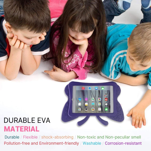Fjärilsformat barnfodral till iPad 10.2/Pro 10.5/Air 3, lila lila