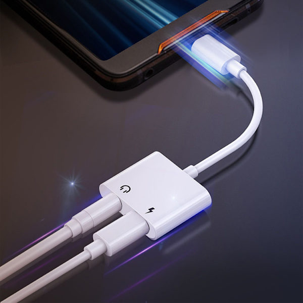 USB-C till USB-C+3.5mm hörlursadapter, snabbladdning, 3A