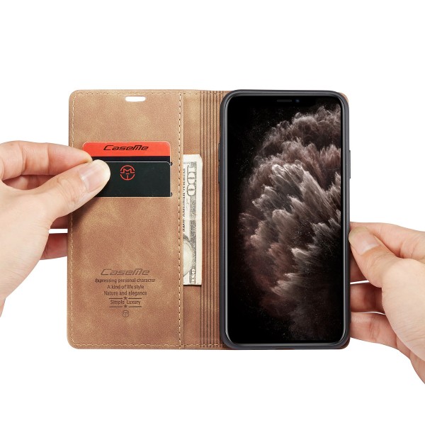 CaseMe plånboksfodral till iPhone 11 Pro, brun brun