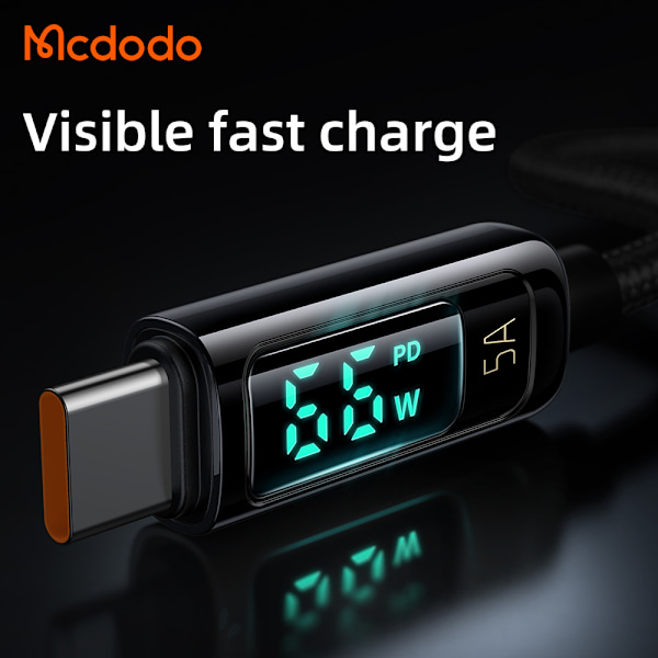 McDodo CA-869 USB-C kabel med LED-display, QC4.0, 5A, 1.2m