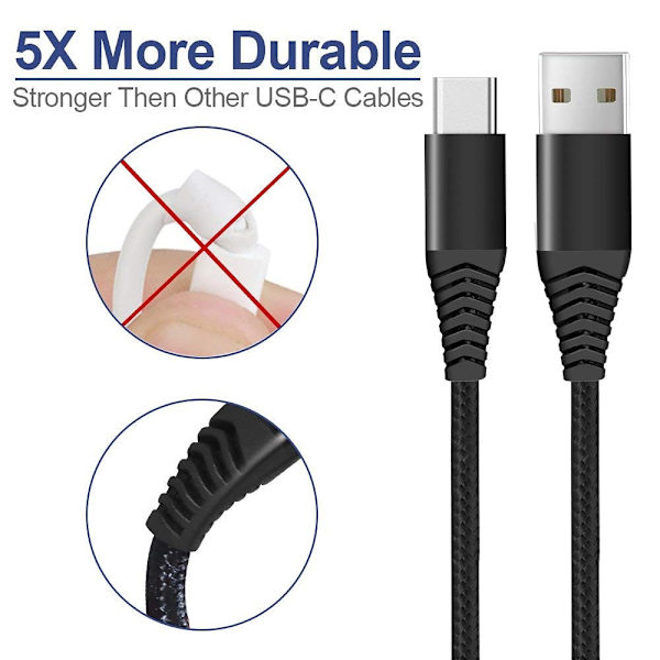 USB-C kabel 3.0, USB-A till USB-C snabbladdare, 1.8m, svart svart 2 m