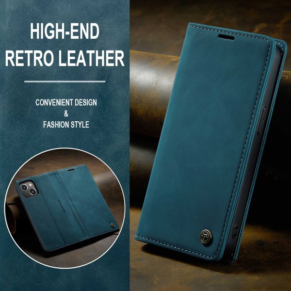 CaseMe 013 Series läderfodral till iPhone 14, grön grön