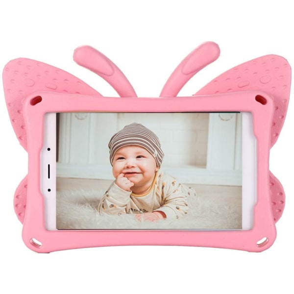 Fjärilsformat barnfodral, Samsung Tab A 8.0, rosa rosa