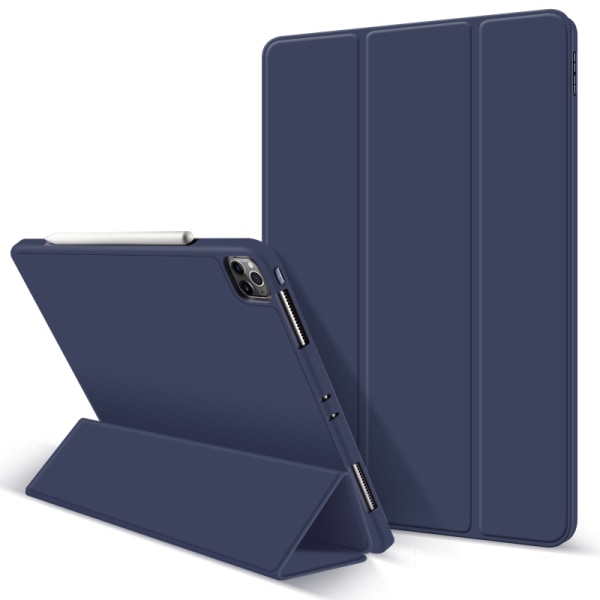 Läderfodral med ställ till iPad Pro 12.9 (2020), mörkblå Mörkblå