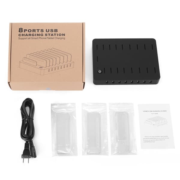 Smart laddningsstation 8xUSB 9V/2A, 12V/1.5A, 96W svart