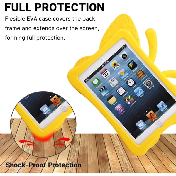 Fjärilsformat barnfodral till iPad Air/Air 2/Pro 9.7/9.7, gul gul
