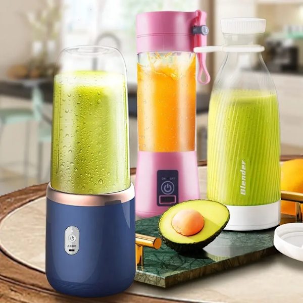 Bärbar smoothie-mixer, 400ml, blå