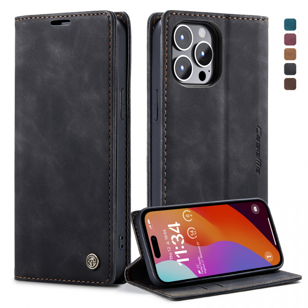 CaseMe plånboksfodral, iPhone 15 Pro, svart svart