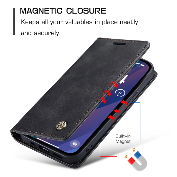 CaseMe plånboksfodral, iPhone 15 Plus, svart svart
