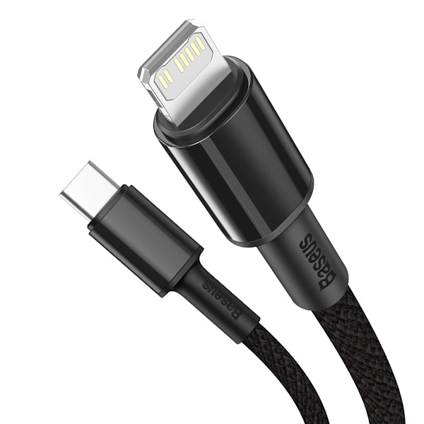 Baseus CATLGD-01 Lightning till USB-C kabel, PD, 18W, 3A, 1m svart