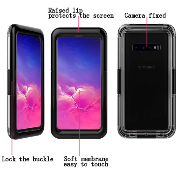 Vattentätt TPU skal till Samsung Galaxy S10, IPX68, svart svart