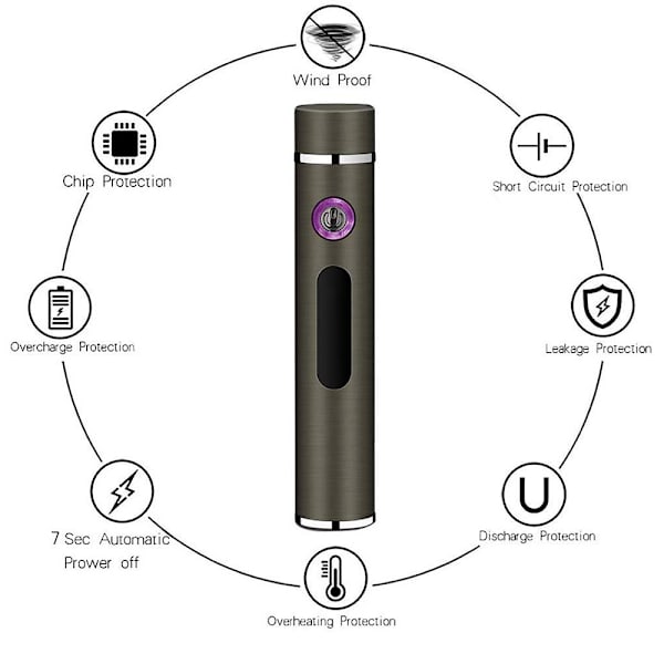 Ultra Mini Double Arc USB tändare, svart svart