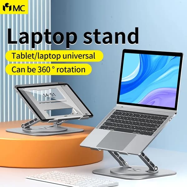 Vikbart laptopställ med roterbar basplatta, 10-17.3 tum silver