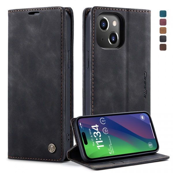 CaseMe plånboksfodral, iPhone 15, svart svart