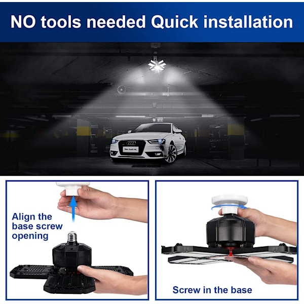 P5 Vikbar LED Garage-lampa, E27, 120W, 4000lm