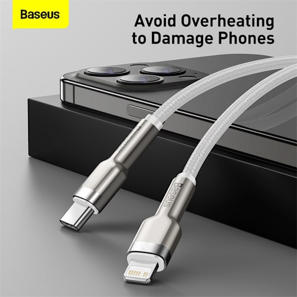 Baseus Cafule USB-C till Lightning datakabel, PD, 20W, 2m, vit