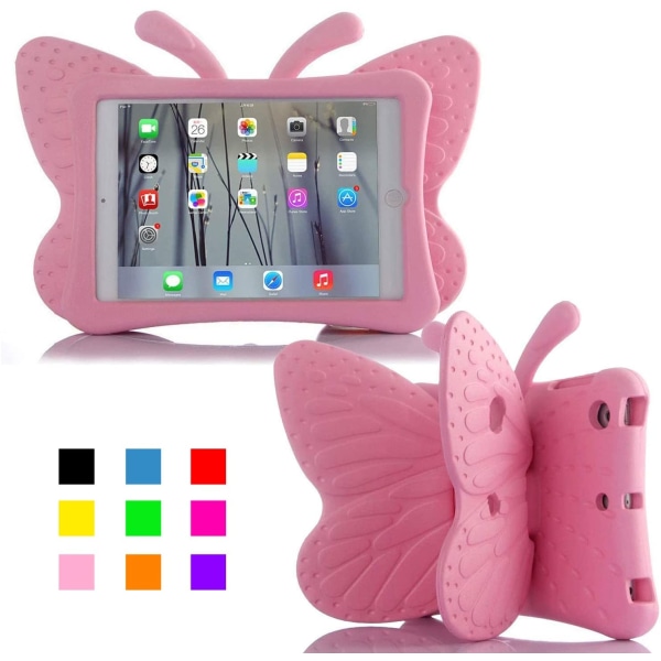 Fjärilsformat barnfodral till iPad 10.2/Pro 10.5/Air 3, ljusr... rosa