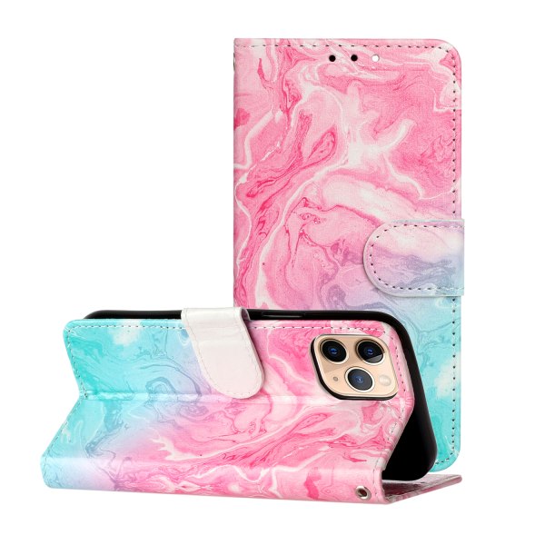 Marmorerat läderfodral, iPhone 12 Mini, rosa/blå Rosa/Blå