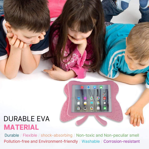 Fjärilsformat barnfodral till iPad Air/Air2/Pro9.7/9.7, ljusr... rosa